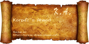 Korpás Ahmed névjegykártya